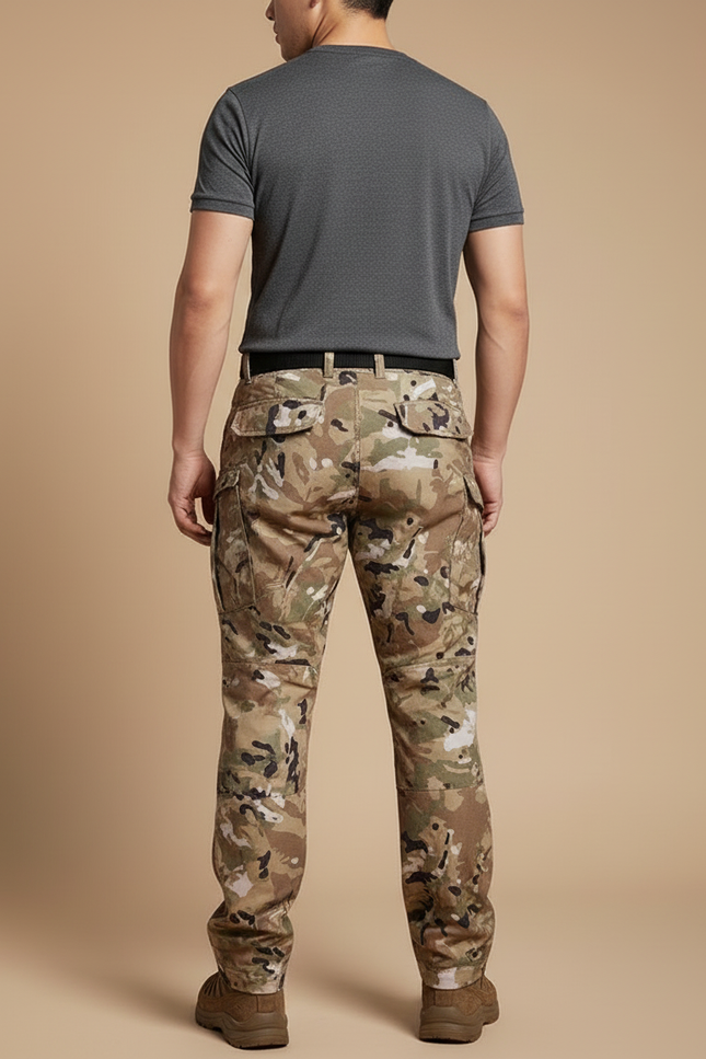 Pantalon Cargo Camouflage Tactique Multipoches Homme - Multicolore Toile - vue 2