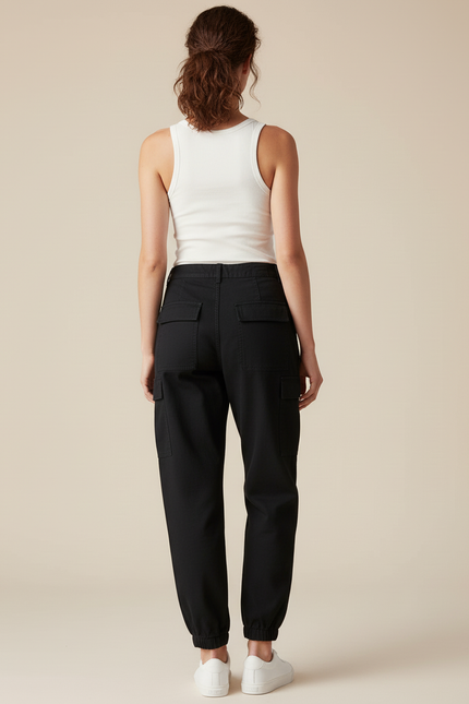 Pantalon Cargo Lyocell Femme - Noir Viscose - vue 2