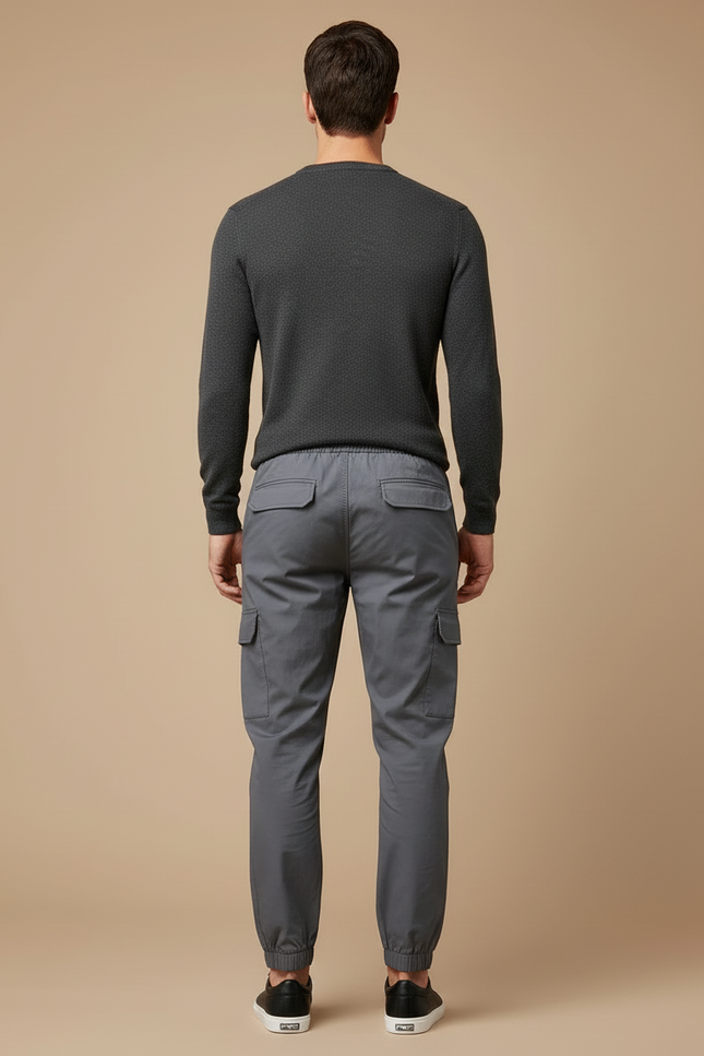 Pantalon Cargo Gris Homme Décontracté Jogger Uni - Coton - vue 2