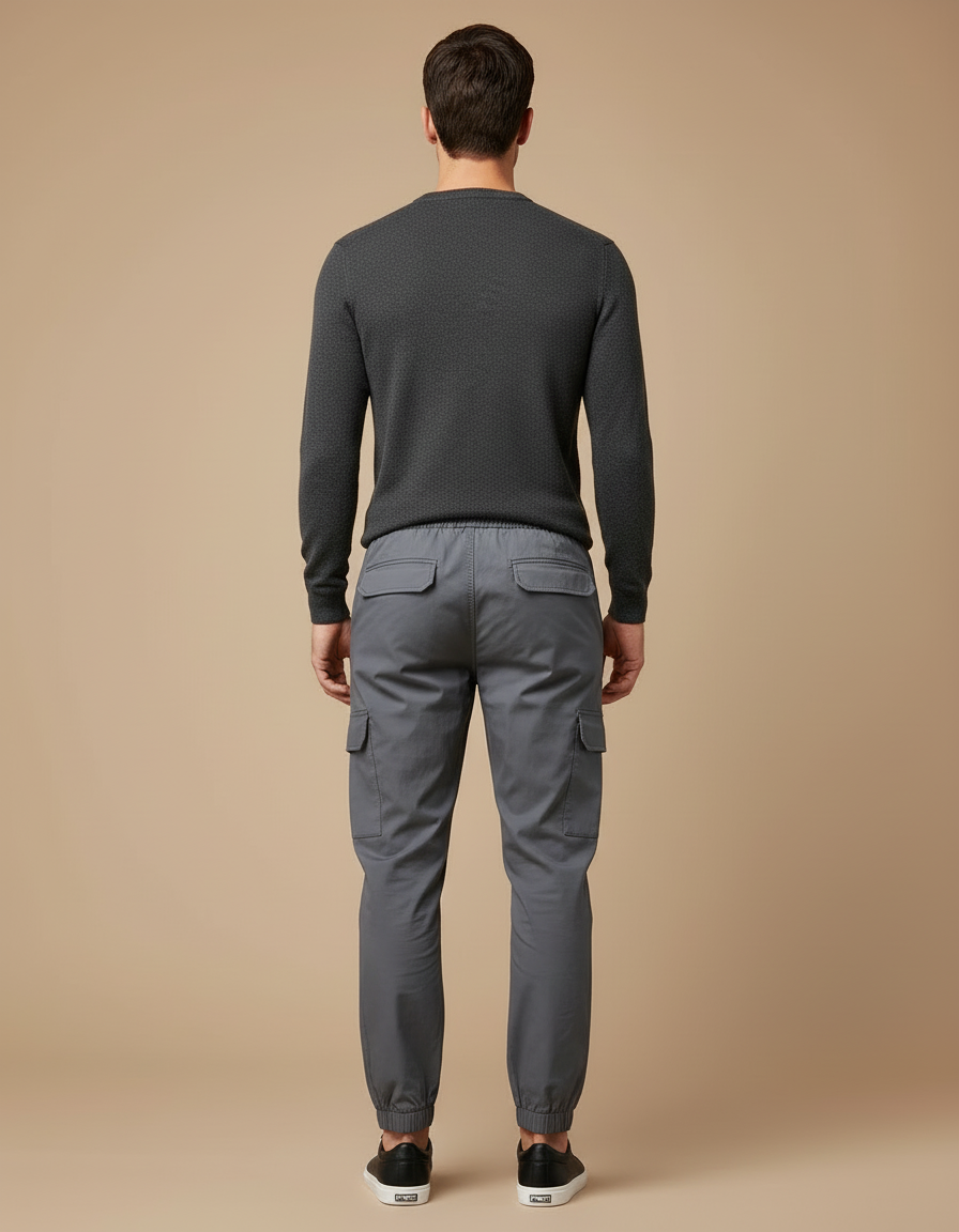 Pantalon Cargo Gris Homme Décontracté Jogger Uni - Coton - vue 2