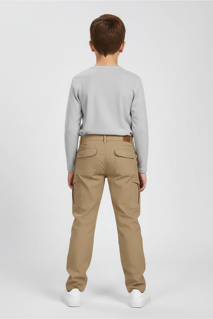 Pantalon Cargo Kaki Garçon Multipoches Décontracté - Gabardine - vue 2
