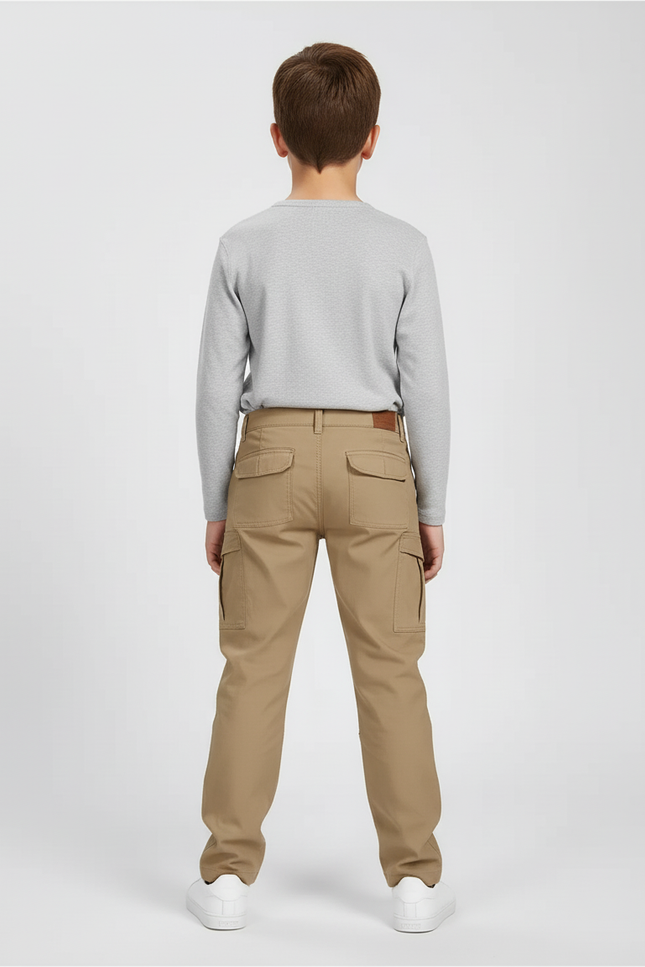 Pantalon Cargo Kaki Garçon Multipoches Décontracté - Gabardine - vue 2