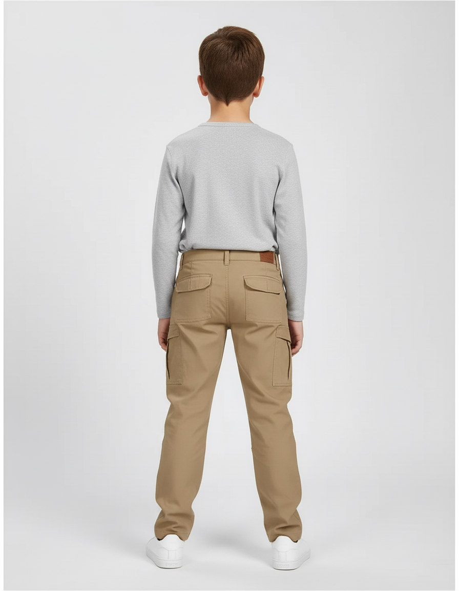 Pantalon Cargo Kaki Garçon Multipoches Décontracté - Gabardine - vue 2