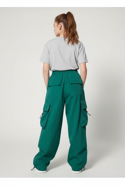Pantalon Cargo Vert Ample Léger Enfant Décontracté - Polyester - vue 2