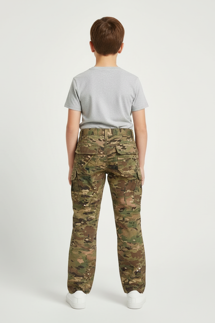 Pantalon Cargo Camouflage Garçon Tactique Multipoches Résistant - Multicolore Toile - vue 2