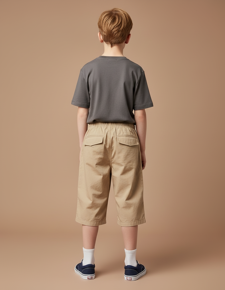 Pantalon Cargo Kaki Coton Ample Poches Enfant - vue 2