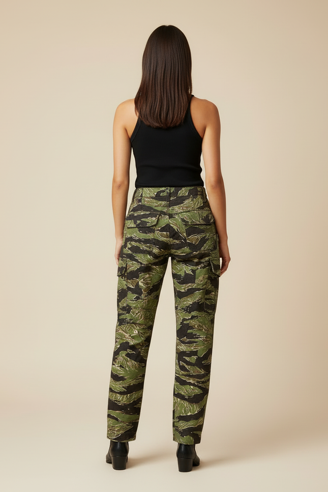 Pantalon Cargo Camouflage Militaire Vert Ample Femme - Toile - vue 2