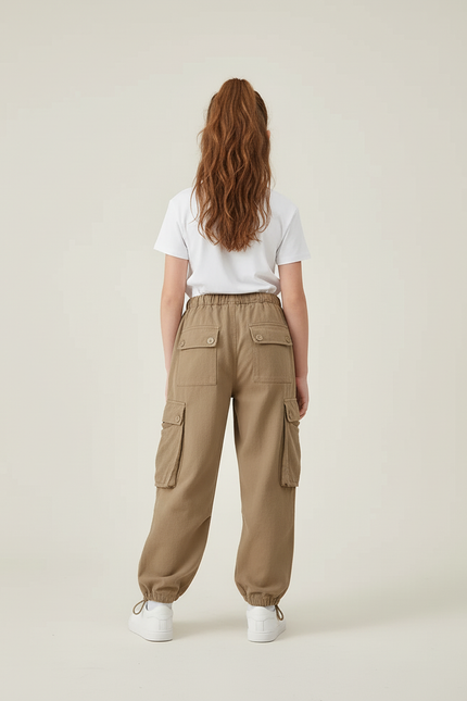 Pantalon Cargo Fille Kaki Jogger - Toile - vue 2