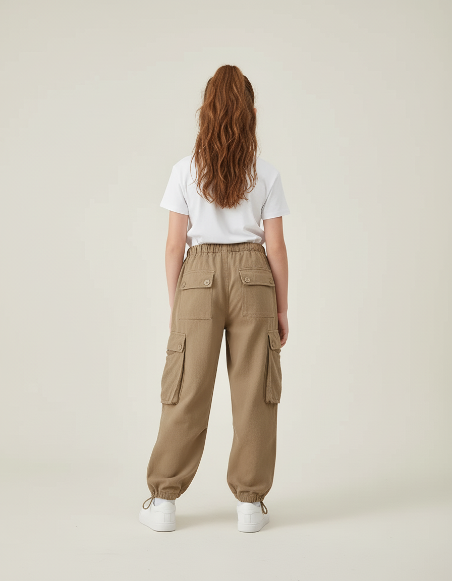 Pantalon Cargo Fille Kaki Jogger - Toile - vue 2