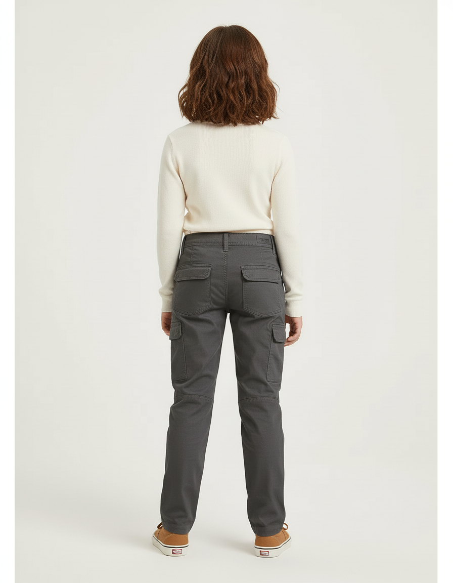 Pantalon Cargo Gris Enfant Coupe Droite Respirant - Toile - vue 2