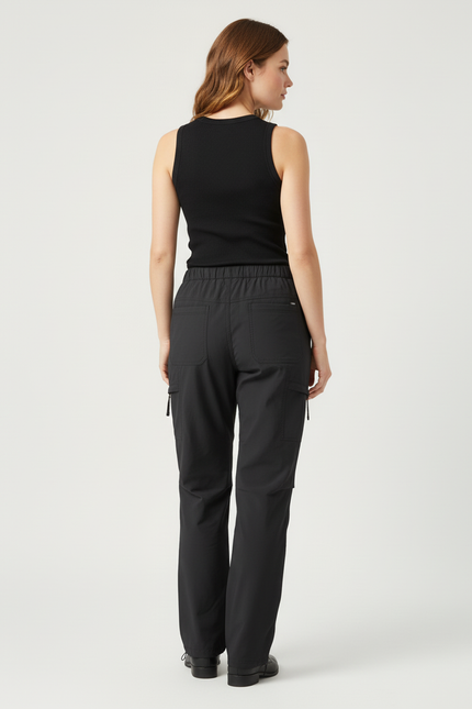 Pantalon Cargo Femme Noir Droit - Polyester - vue 2