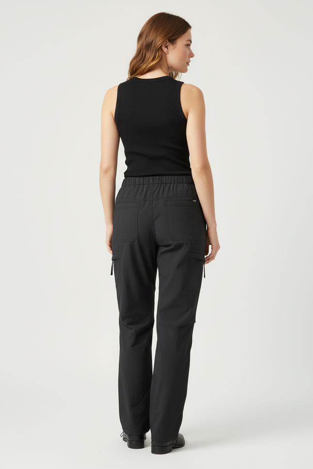 Pantalon Cargo Femme Noir Droit - Polyester - vue 2