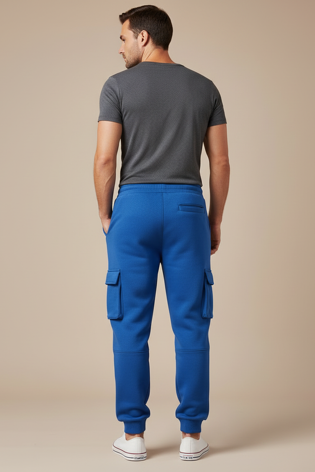 Pantalon Cargo Bleu Ample Multi-Poches Décontracté Homme - Molleton - vue 2