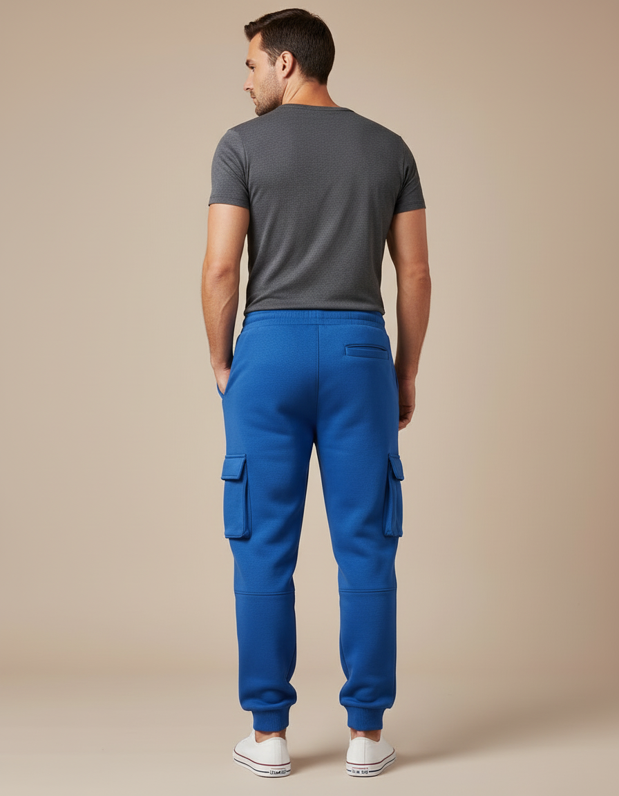 Pantalon Cargo Bleu Ample Multi-Poches Décontracté Homme - Molleton - vue 2