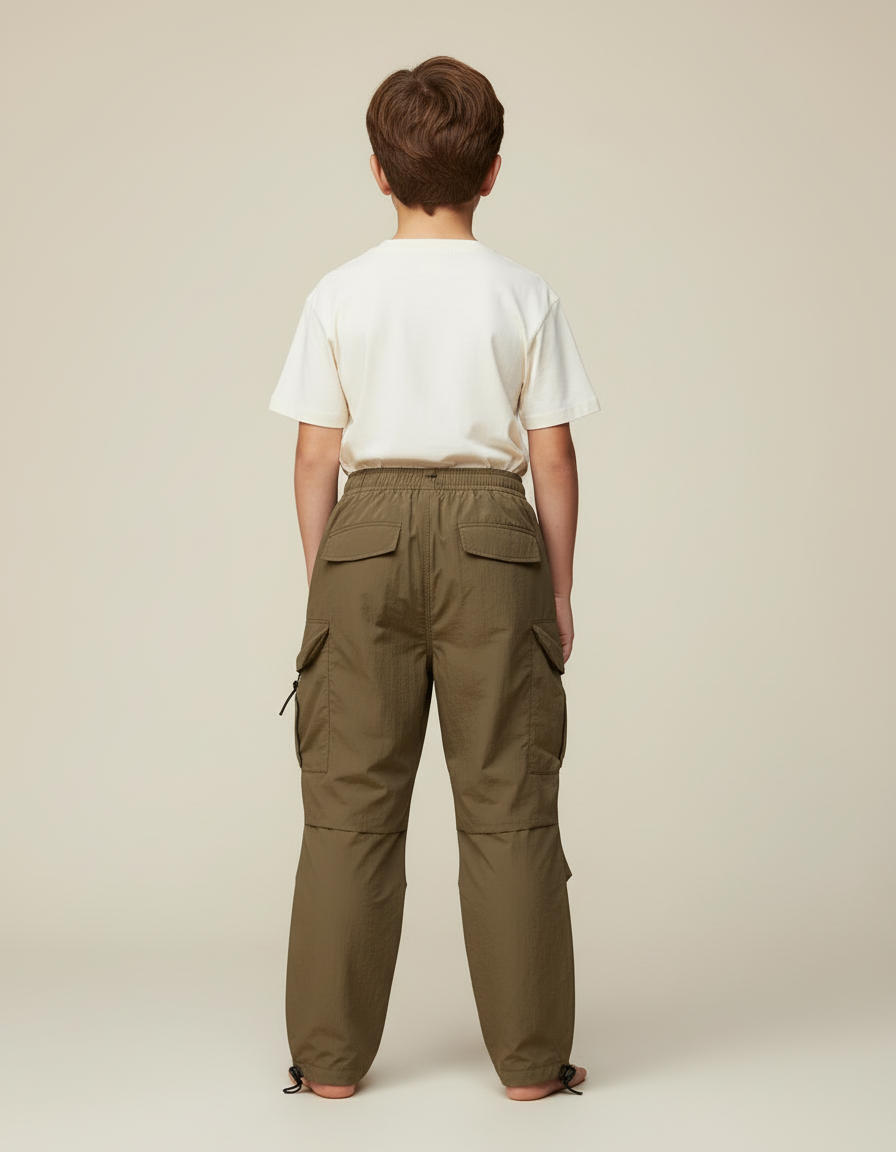 Pantalon Cargo Garçon Kaki Parachute - Polyester - vue 2