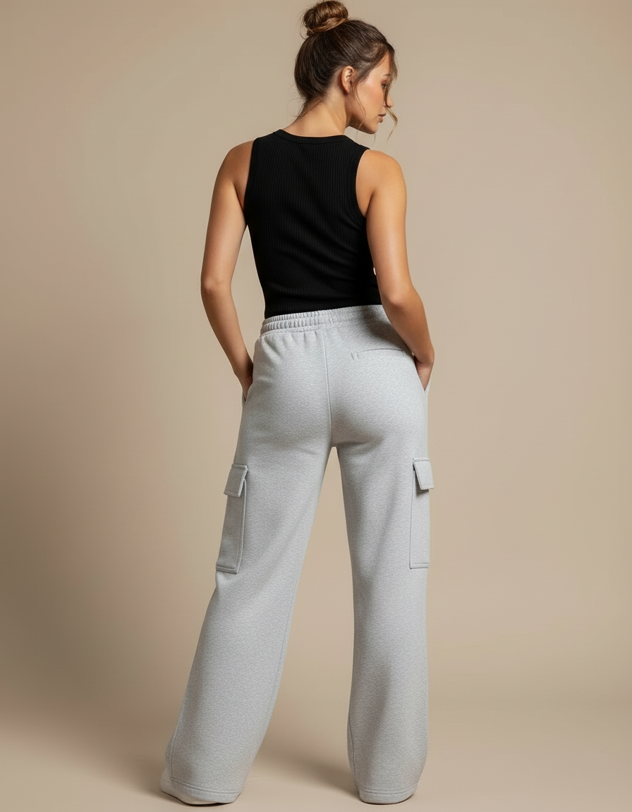 Pantalon Cargo Gris Femme - Molleton - vue 2