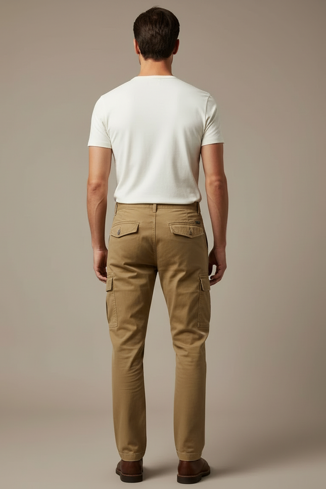 Pantalon Cargo Beige - Kaki Toile - vue 2