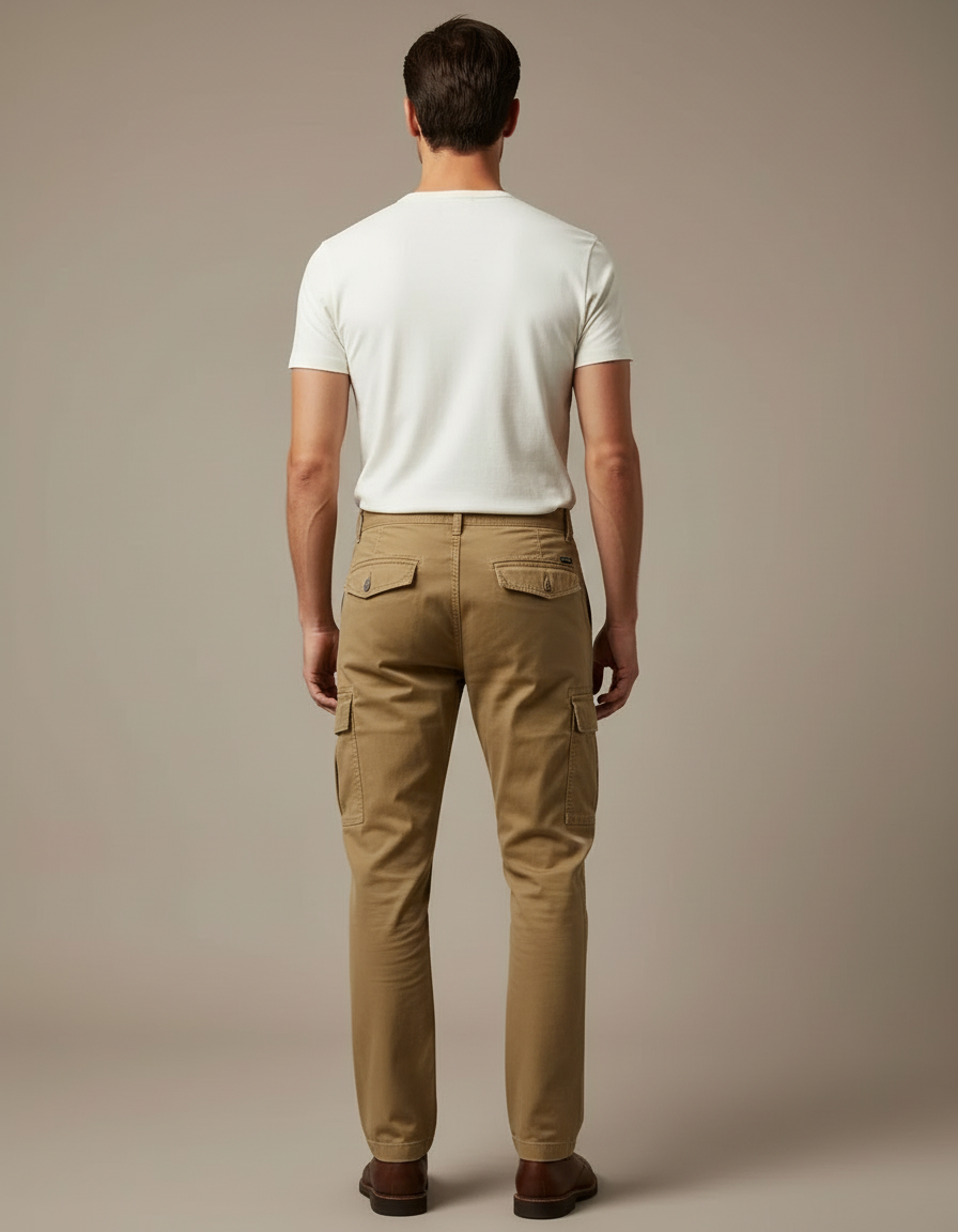 Pantalon Cargo Beige - Kaki Toile - vue 2