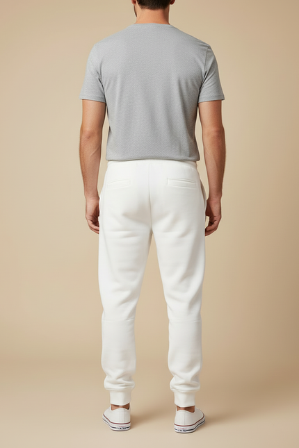 Pantalon Cargo Blanc Casual Multipoches Confortable Homme - Molleton - vue 2