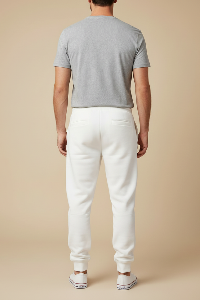 Pantalon Cargo Blanc Casual Multipoches Confortable Homme - Molleton - vue 2