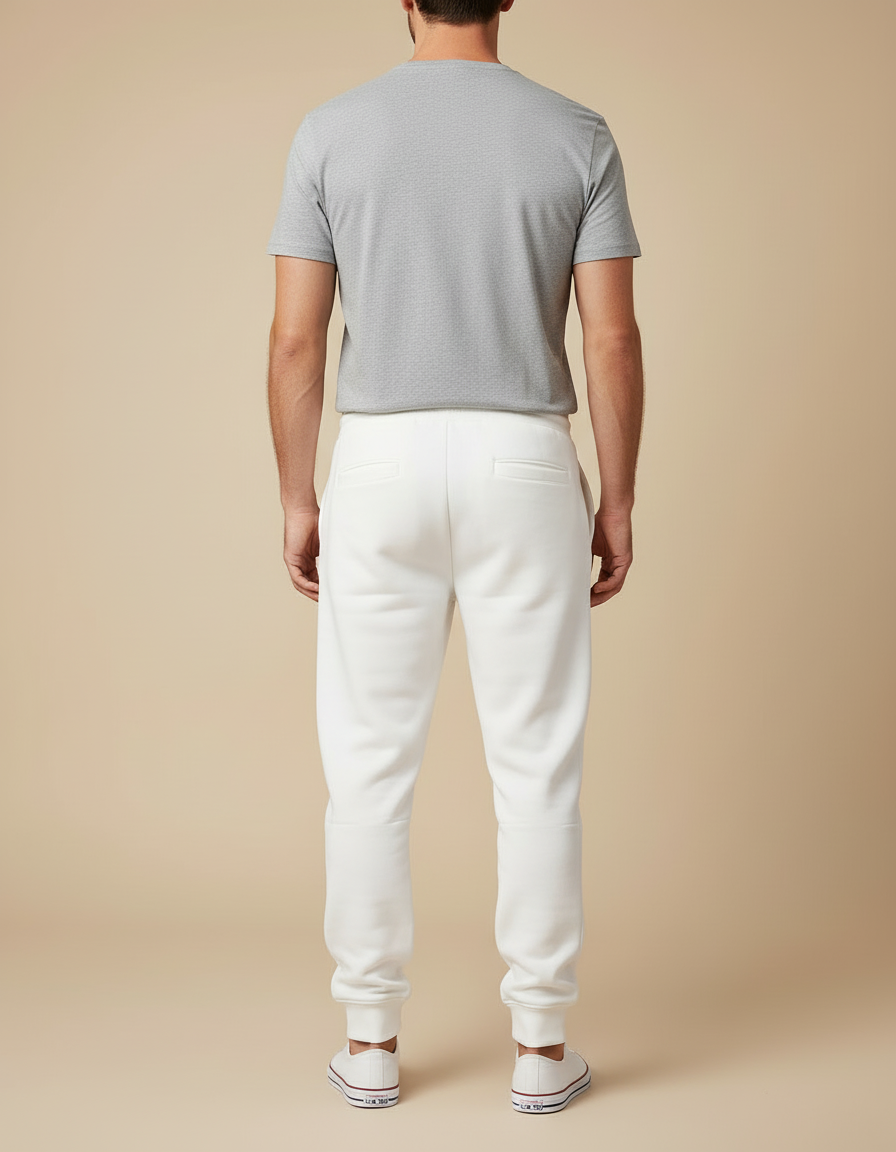 Pantalon Cargo Blanc Casual Multipoches Confortable Homme - Molleton - vue 2