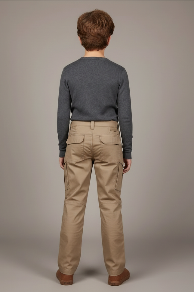 Pantalon Cargo Kaki Ample Multipoches Décontracté Garçon - Coton - vue 2