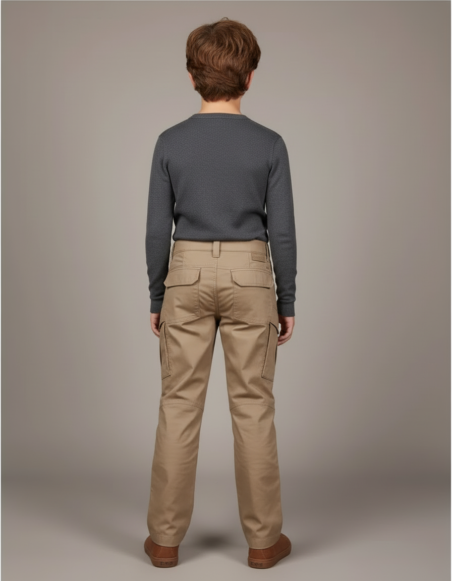 Pantalon Cargo Kaki Ample Multipoches Décontracté Garçon - Coton - vue 2