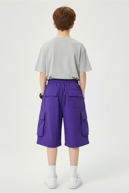 Pantalon Cargo Violet Ample Poches Garçon Décontracté - Polyester - vue 2