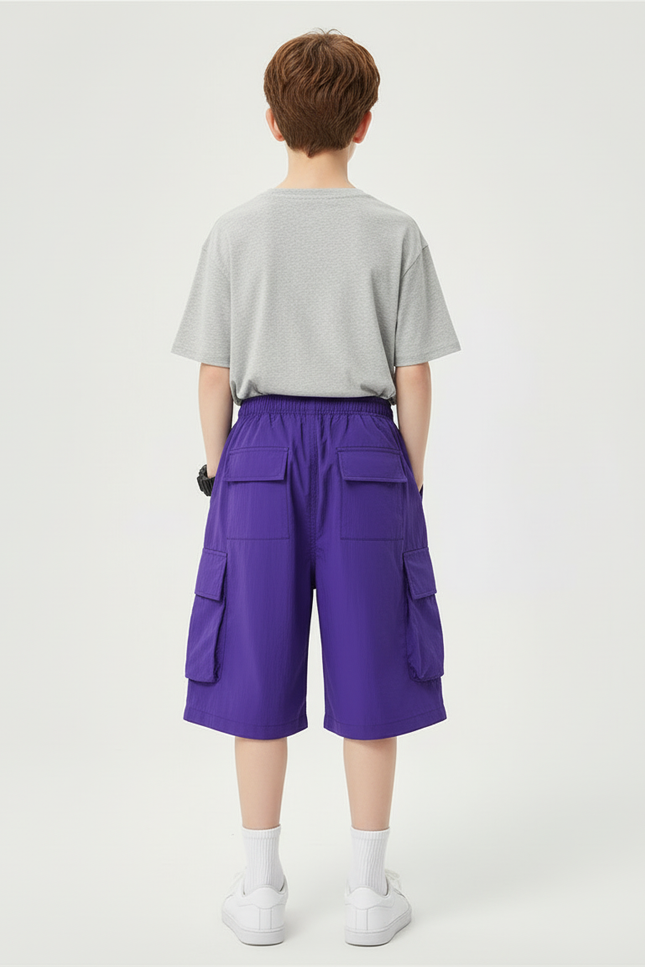 Pantalon Cargo Violet Ample Poches Garçon Décontracté - Polyester - vue 2
