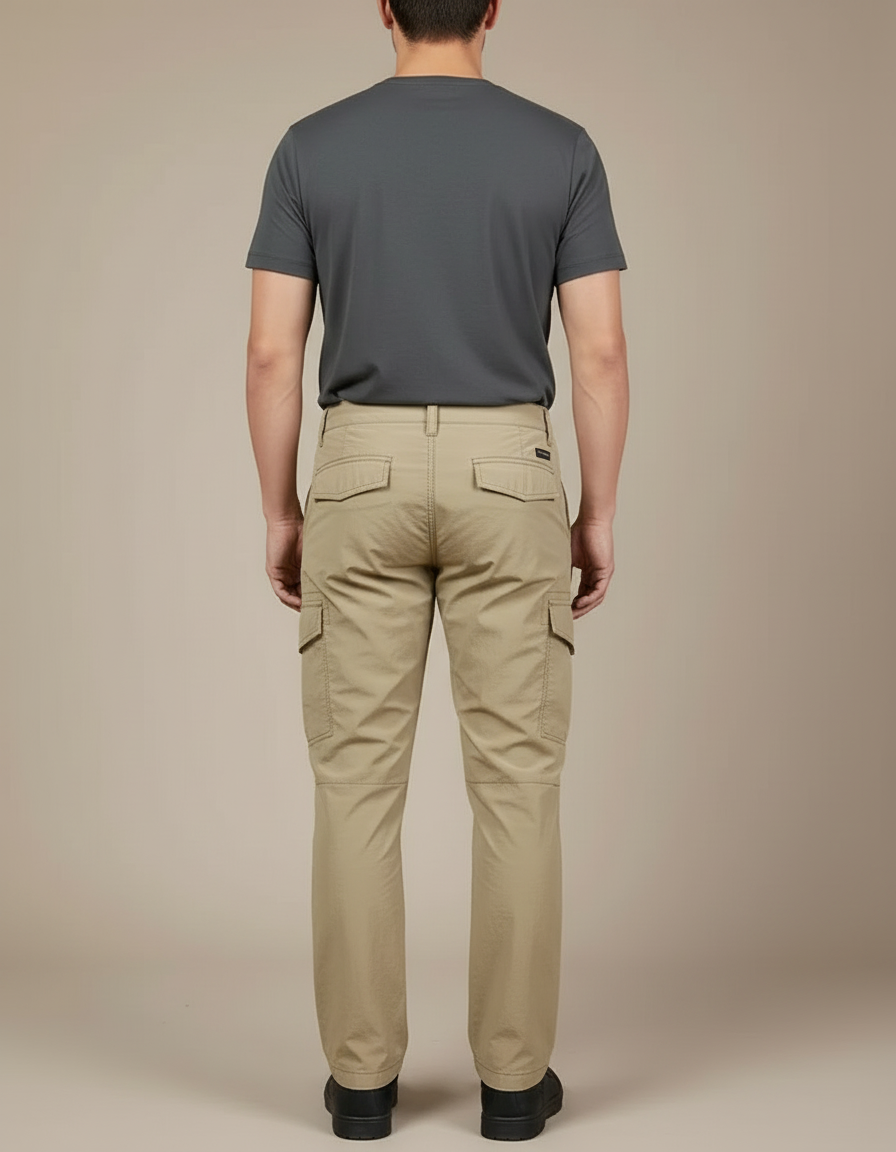 Pantalon Moto Cargo Homme - Beige Polyester - vue 2