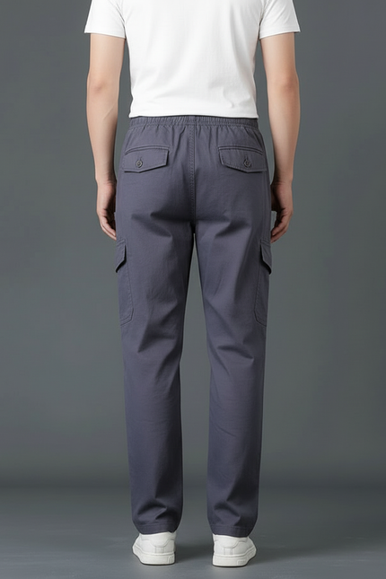 Pantalon Cargo Gris Droit Homme Coton Élastique - vue 2