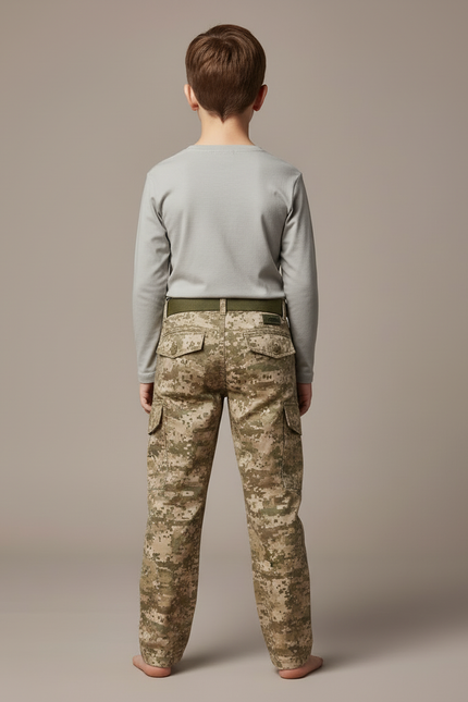 Pantalon Cargo Camouflage Pixelisé Enfant Coton Tactique - Imprimé - vue 2