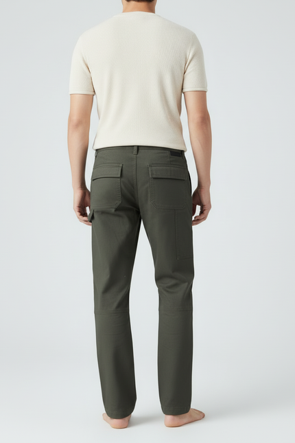 Pantalon Cargo Vert Ample Coton Renforcé Homme - Kaki - vue 2