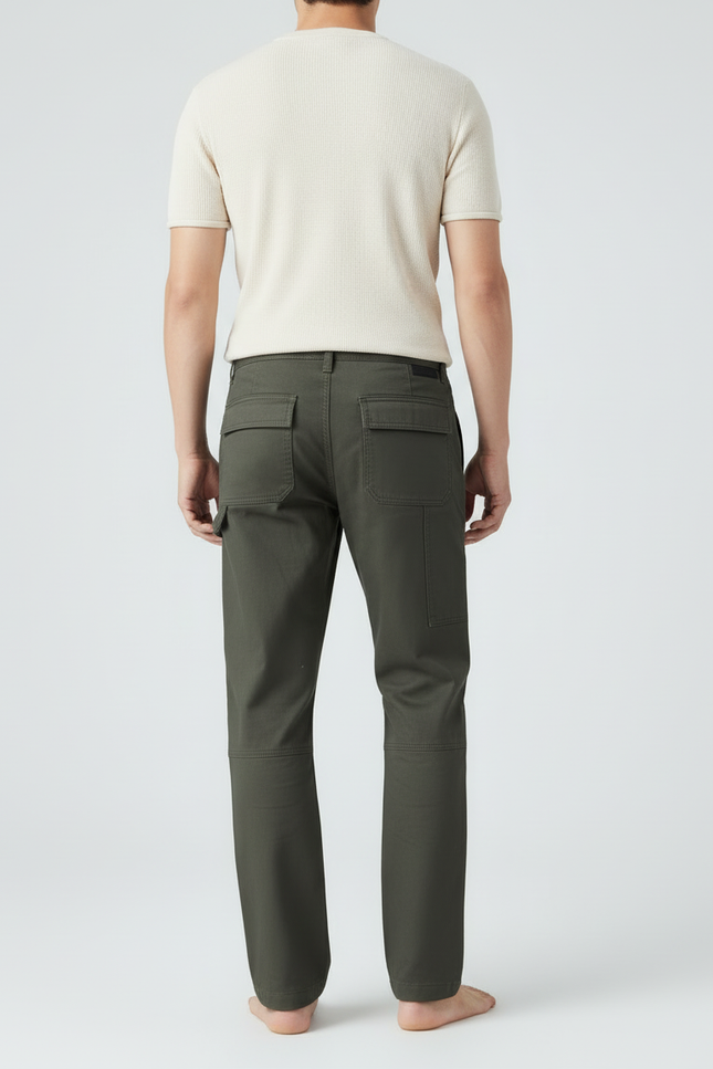 Pantalon Cargo Vert Ample Coton Renforcé Homme - Kaki - vue 2