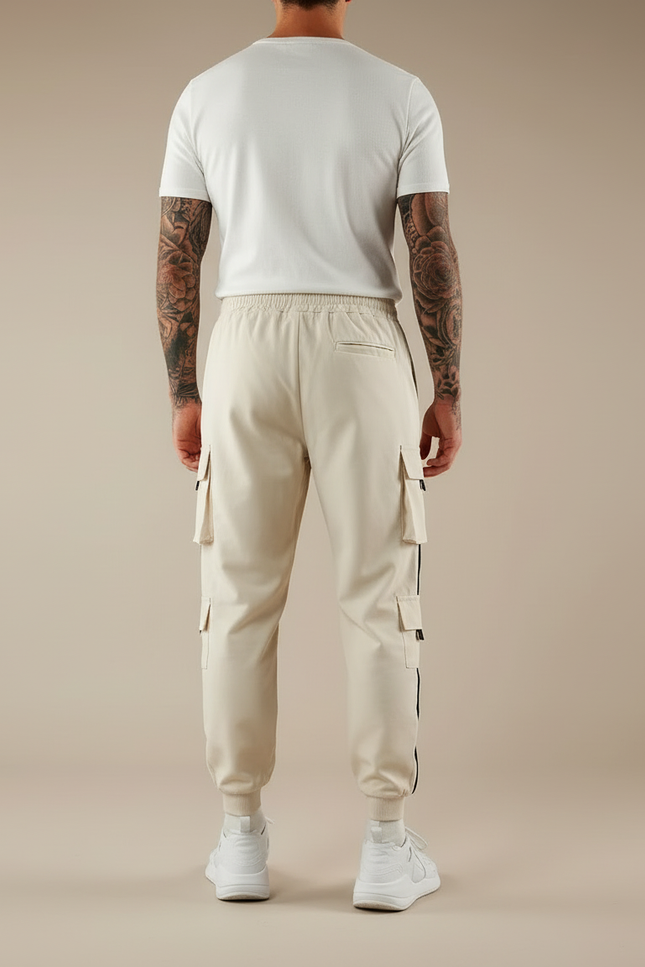 Pantalon Cargo Blanc Cassé - Beige Polyester - vue 2