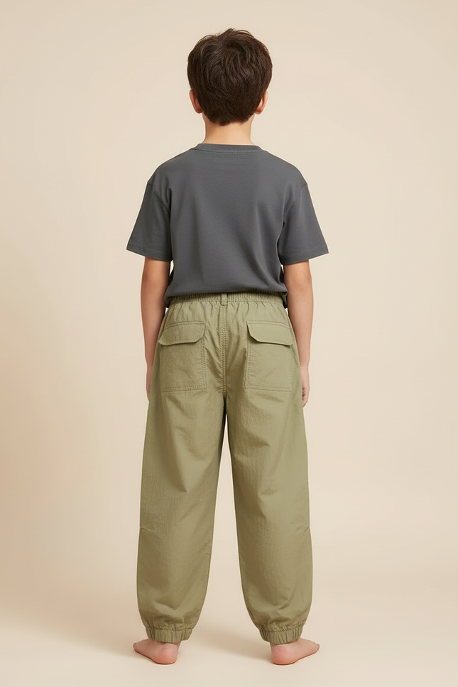 Pantalon Cargo Kaki Ample Décontracté Enfant Mixte - Polyester - vue 2
