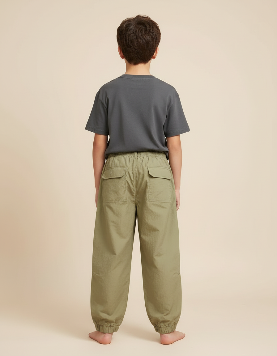 Pantalon Cargo Kaki Ample Décontracté Enfant Mixte - Polyester - vue 2