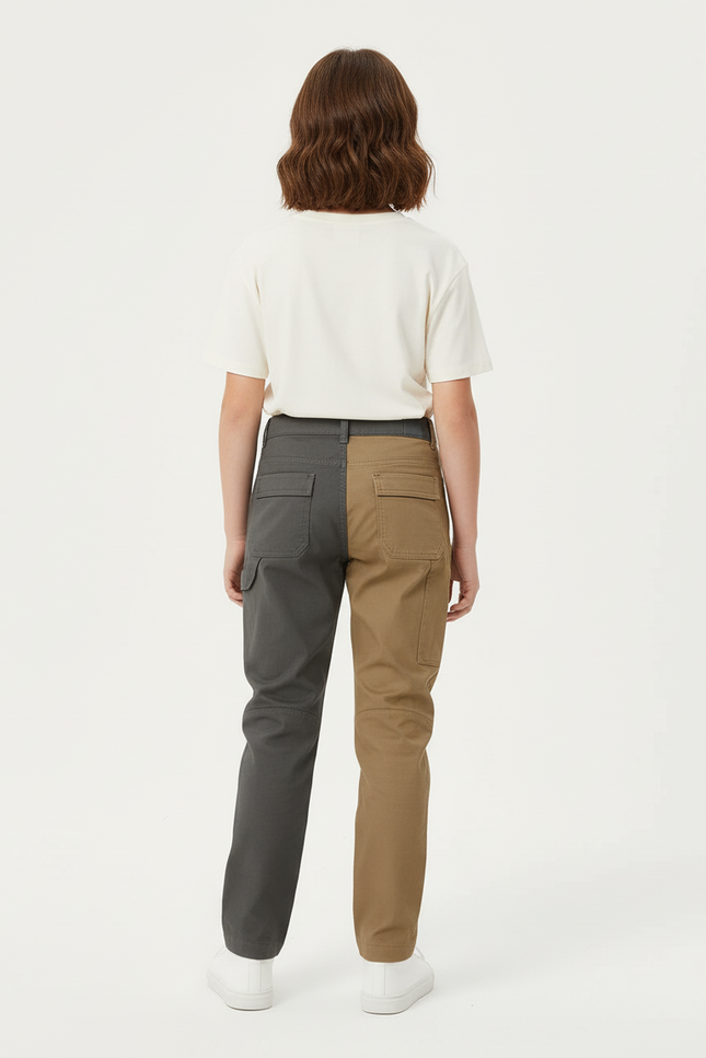 Pantalon Cargo Bicolore Ample Fille Multipoches - Multicolore Coton - vue 2