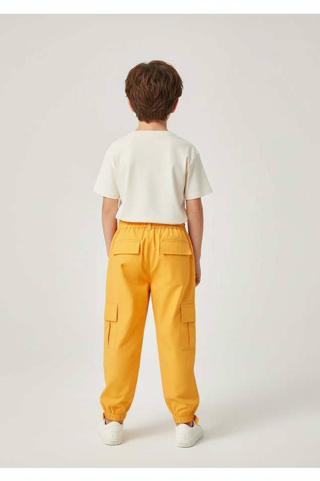 Pantalon Cargo Jaune Ample Poches Sangles Enfant - Toile - vue 2
