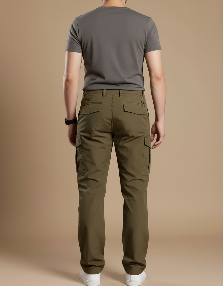 Pantalon Cargo Kaki Homme Droit Décontracté Multipoches - Polyester - vue 2