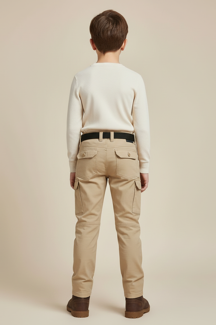 Pantalon Cargo Beige Enfant Multipoches Résistant - Toile - vue 2