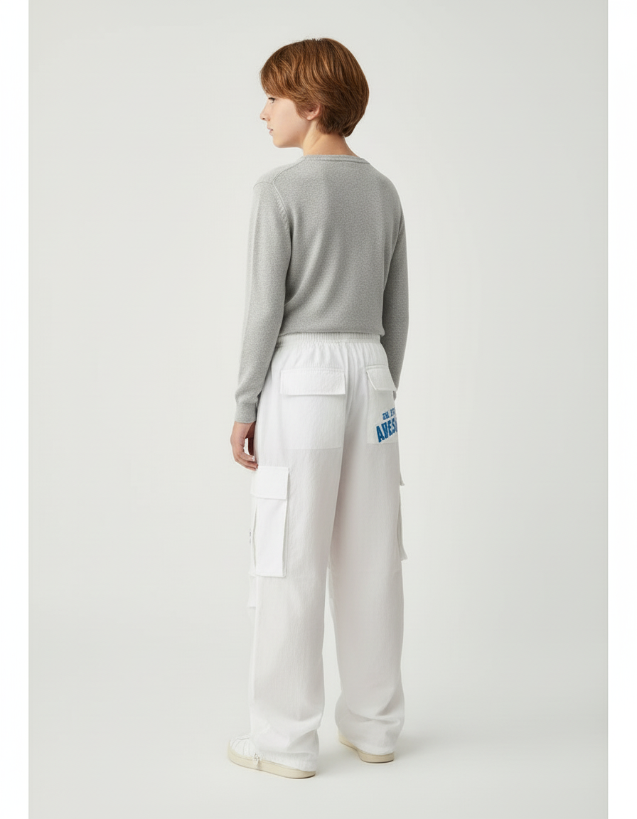 Pantalon Cargo Blanc Ample Imprimé Lettres Décontracté - Toile - vue 2