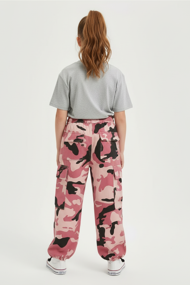 Pantalon Cargo Rose Camouflage Ample Fille Enfant - Coton - vue 2