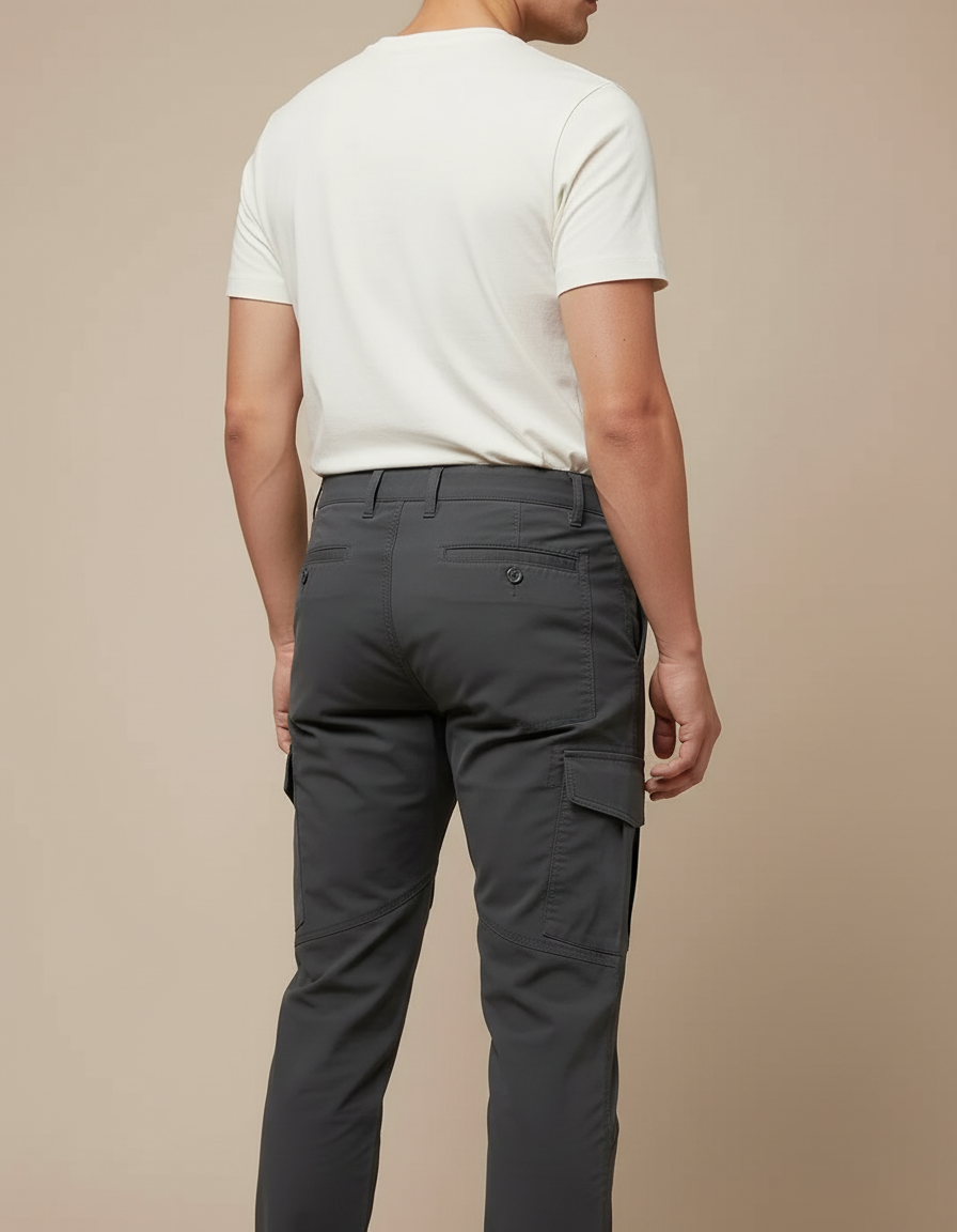 Pantalon Cargo Gris Multipoches Décontracté Homme - Polyester - vue 2