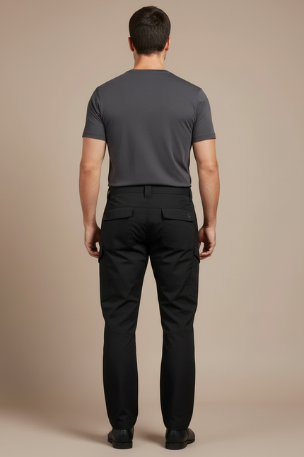 Pantalon Cargo Noir Tactique Multipoches Résistant Homme - Polyester - vue 2