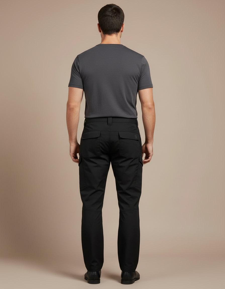 Pantalon Cargo Noir Tactique Multipoches Résistant Homme - Polyester - vue 2
