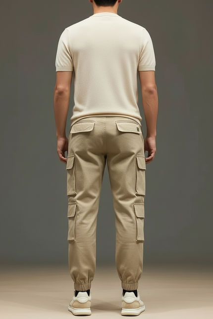 Pantalon Cargo Avec Elastique - Beige Gabardine - vue 2