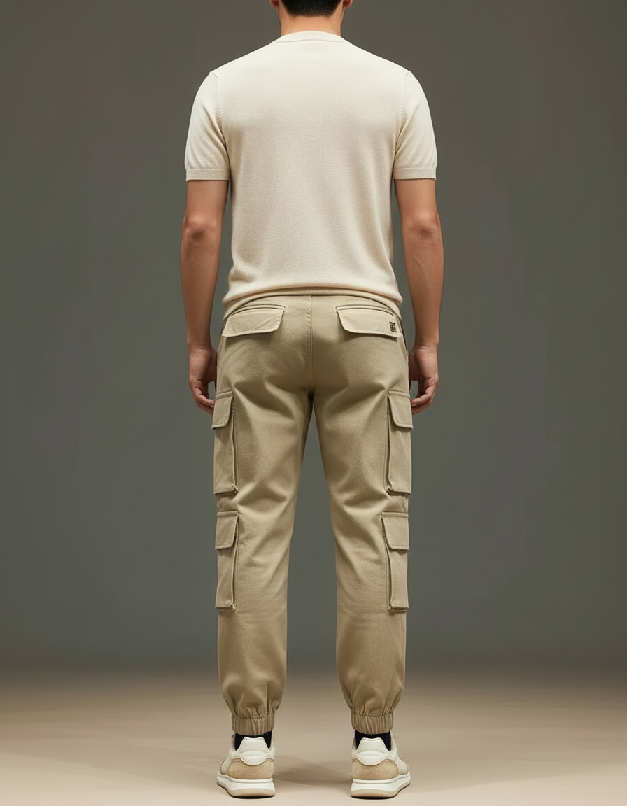 Pantalon Cargo Avec Elastique - Beige Gabardine - vue 2