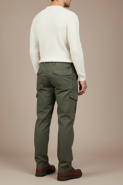 Pantalon Cargo Kaki Coton Résistant Multipoches Homme - Toile - vue 2