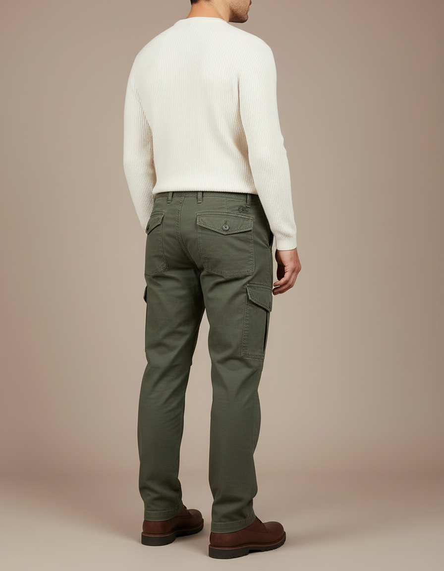 Pantalon Cargo Kaki Coton Résistant Multipoches Homme - Toile - vue 2